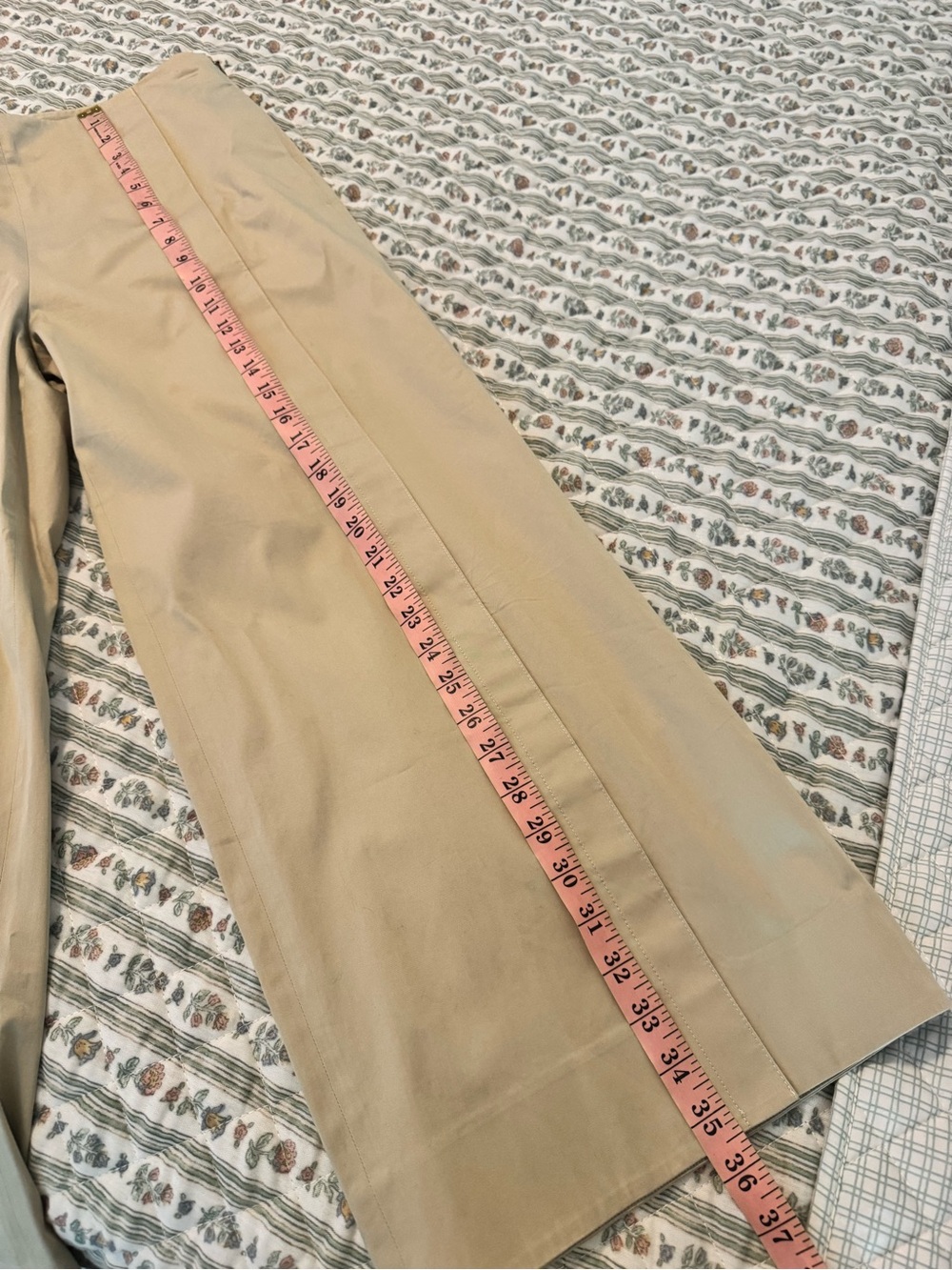 St. John Wide Leg Cotton Blend Khaki Pants Trousers Size 8 - Picture 9 of 13